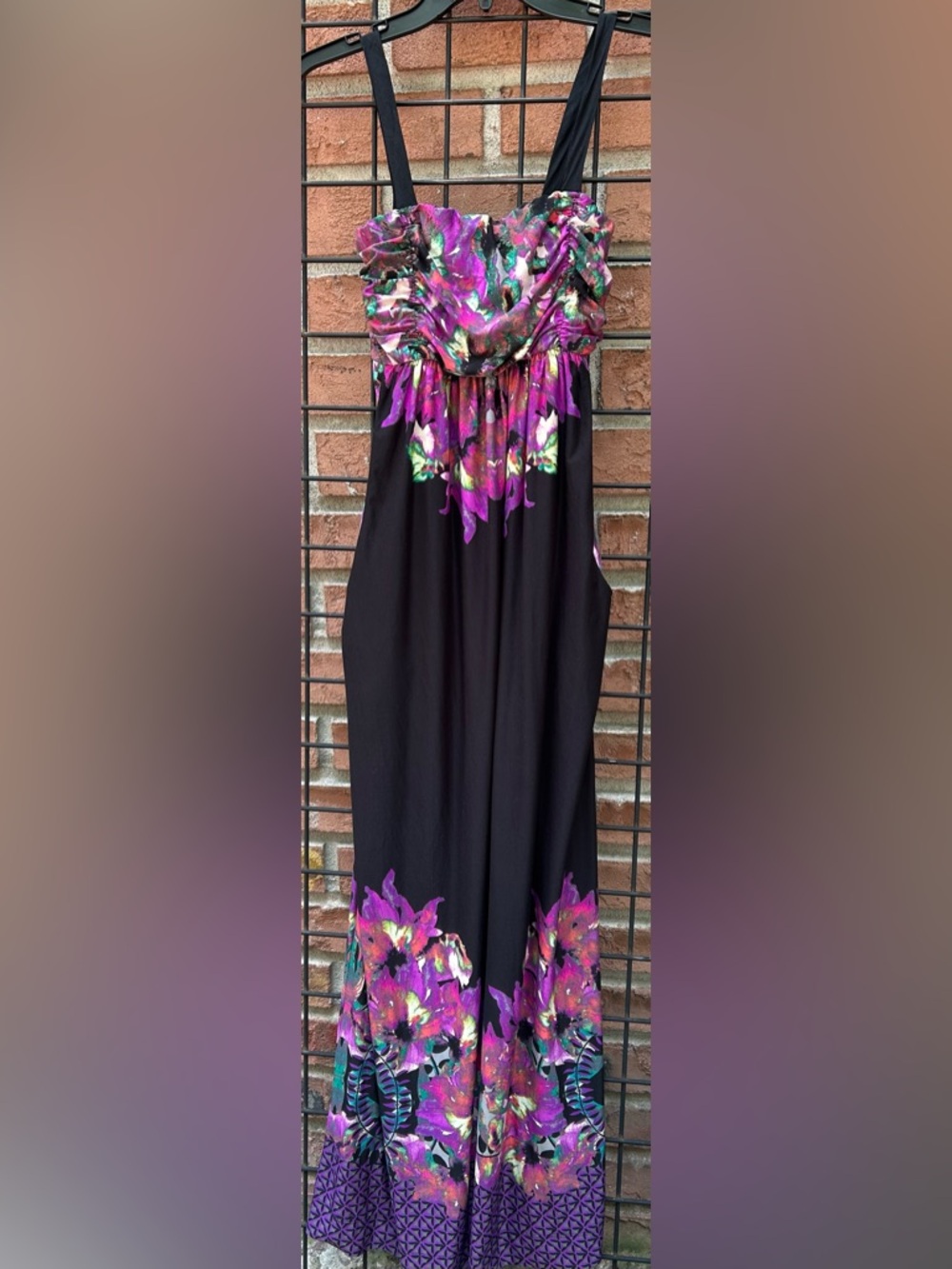 Soma Black Tank Top with Purple Floral Accent with Pockets